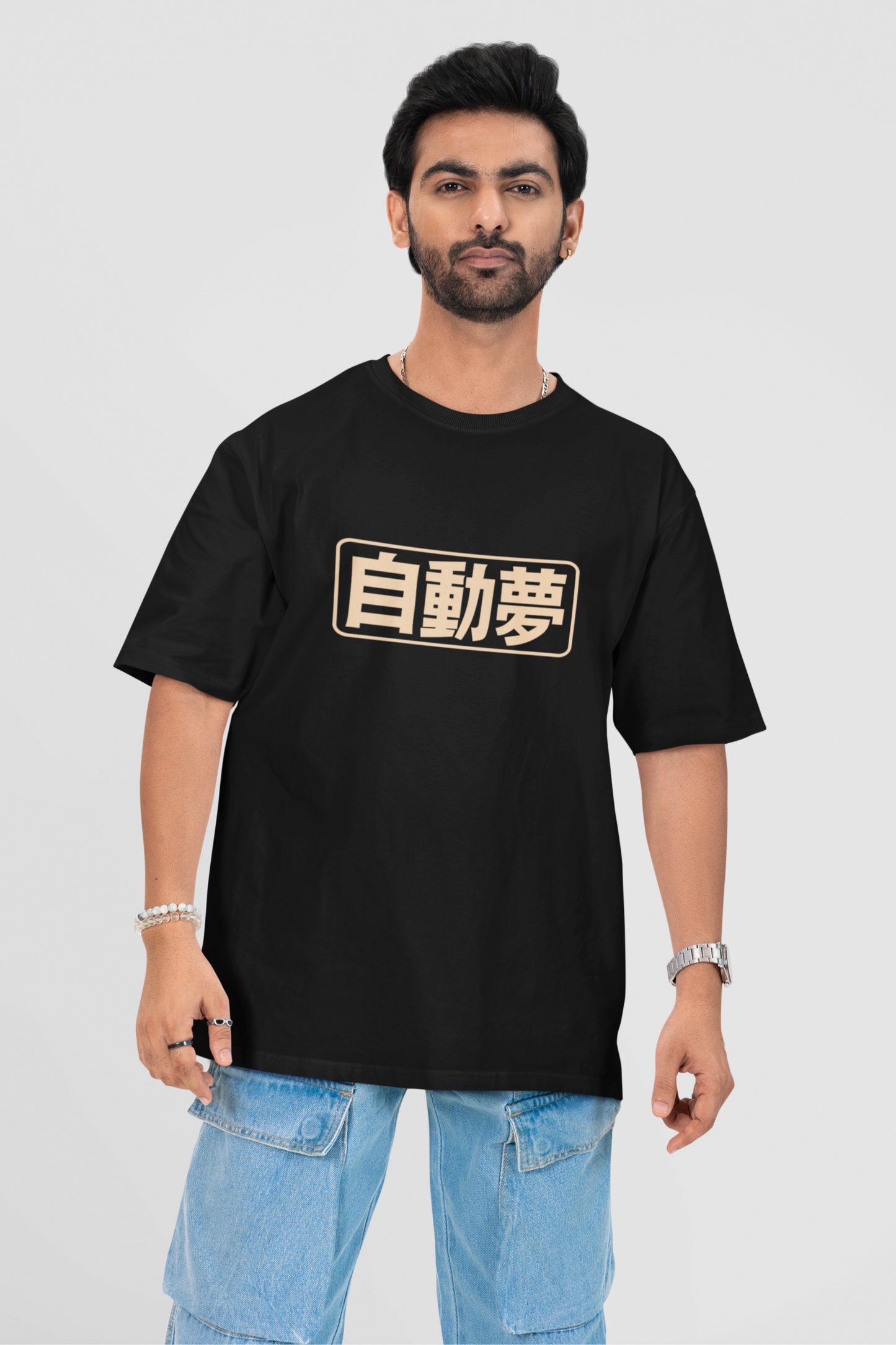 Japanese-Inspired Mech Samurai Unisex Oversized Black Tee