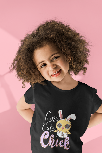 "One Cute Chick" Girls' Easter T-Shirt - 100% Cotton
