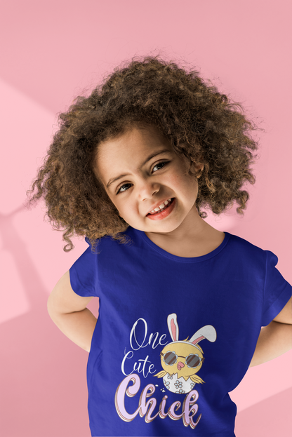 "One Cute Chick" Girls' Easter T-Shirt - 100% Cotton