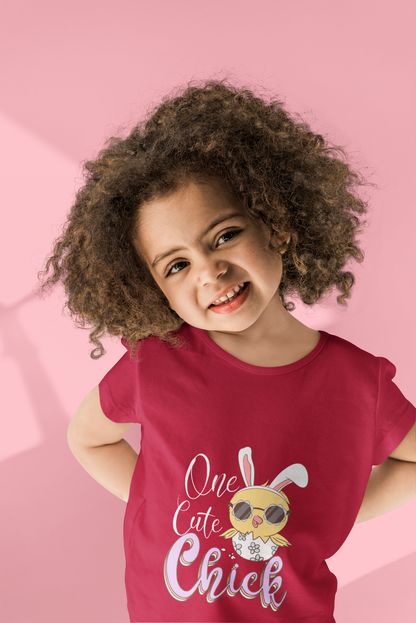 "One Cute Chick" Girls' Easter T-Shirt - 100% Cotton
