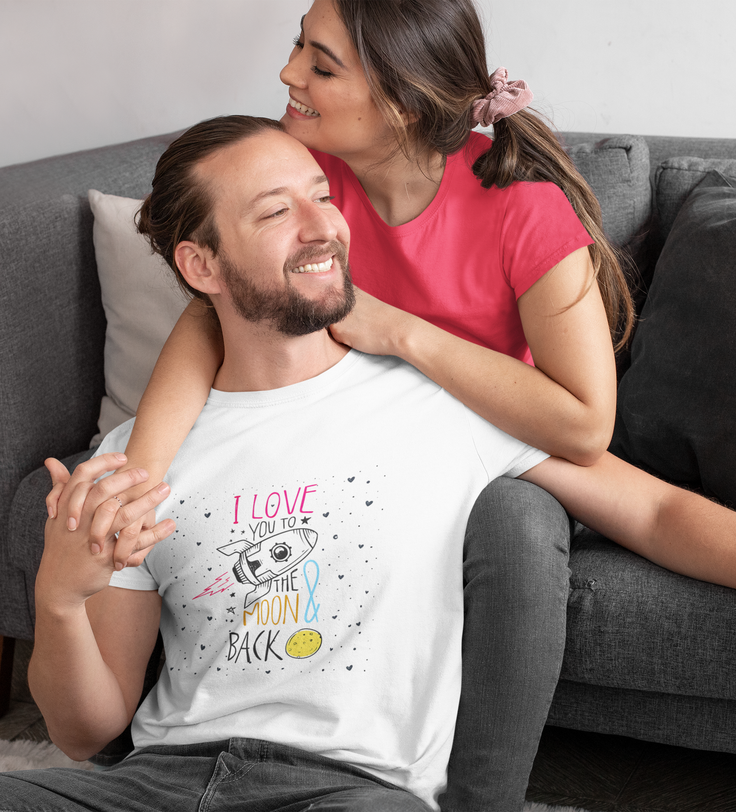Celestial Romance: ‘I Love You to the Moon and Back’ Printed White Tee