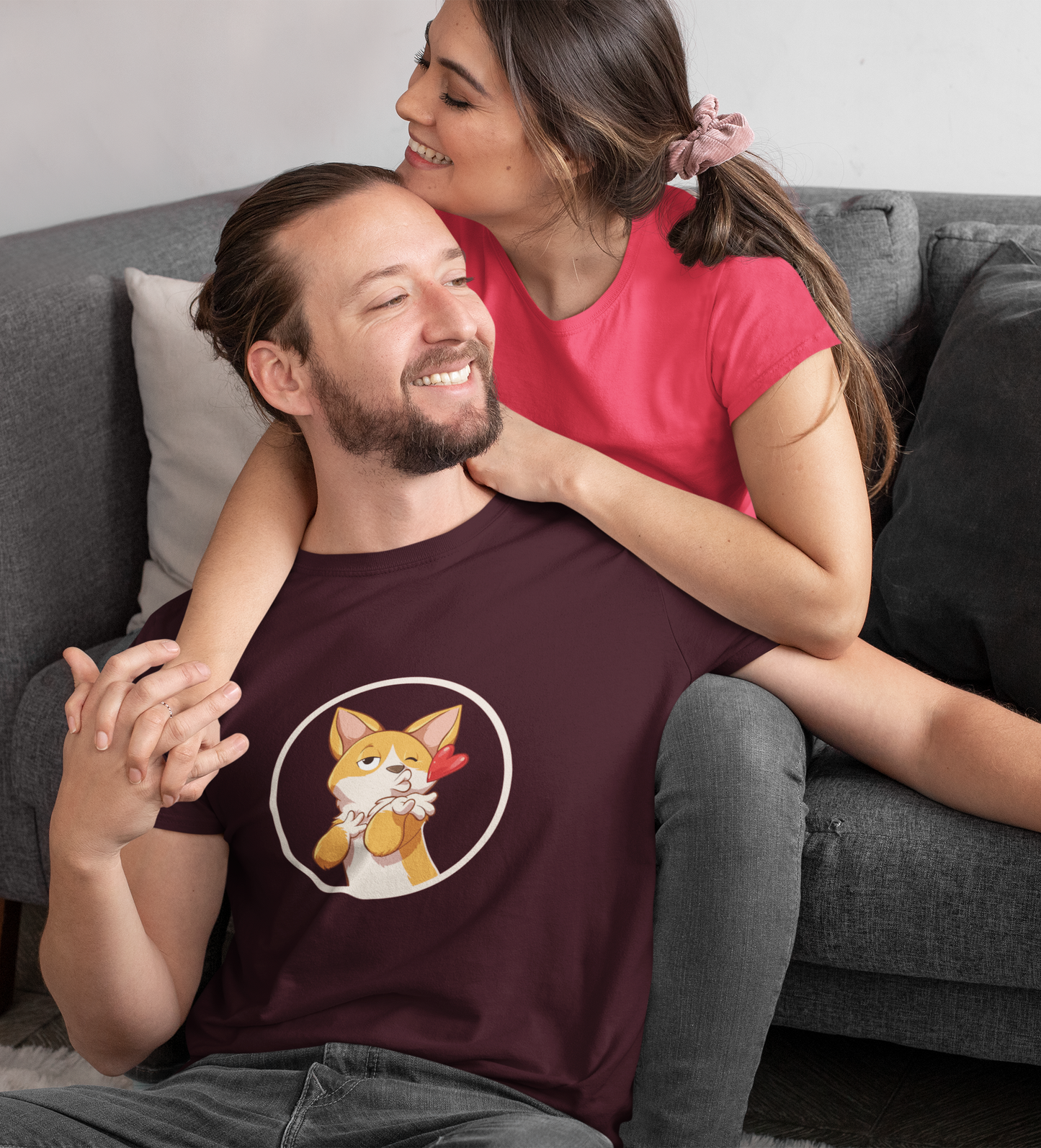 Smooch Pooch: Maroon Tee with Kissy Vibes