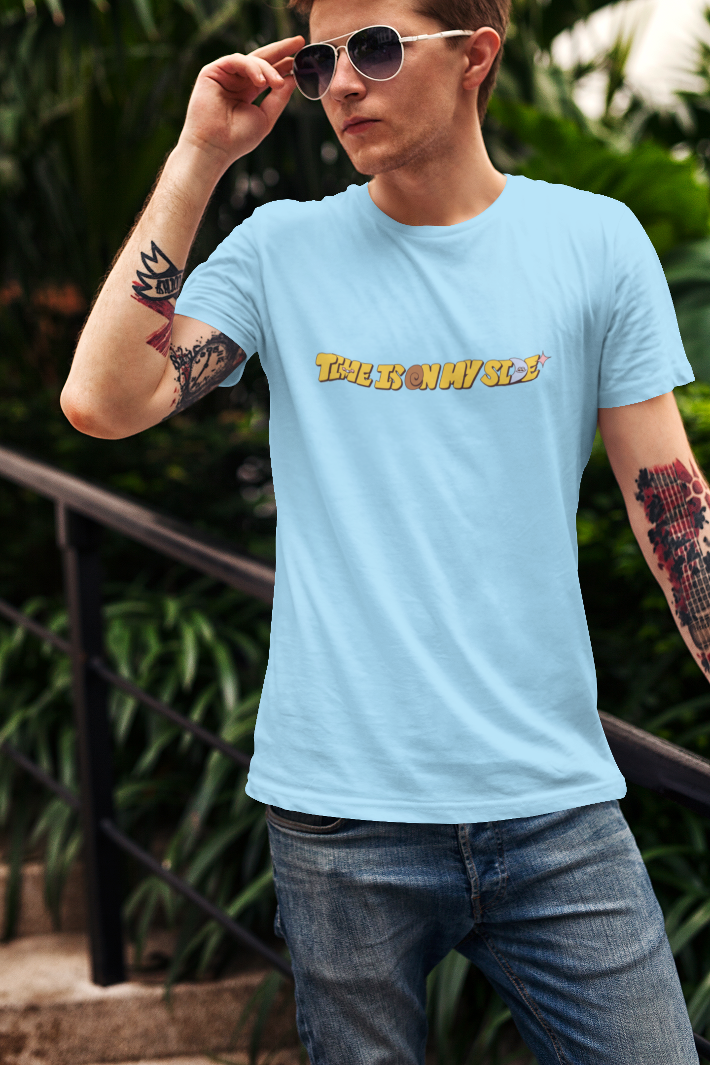 Time On My Side Graphic Tee | Powder Blue