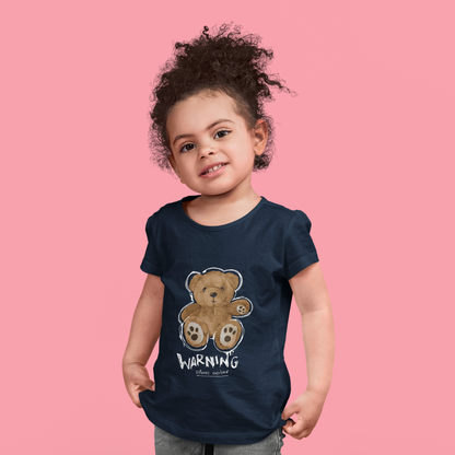 "Warning Cuteness Overload" Girls' Teddy Bear Graphic Shirt