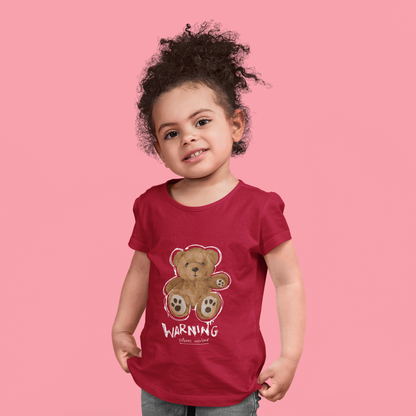 "Warning Cuteness Overload" Girls' Teddy Bear Graphic Shirt