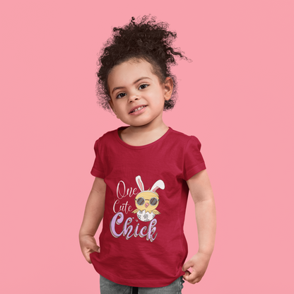 "One Cute Chick" Girls' Easter T-Shirt - 100% Cotton