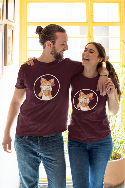 Smooch Pooch: Maroon Tee with Kissy Vibes