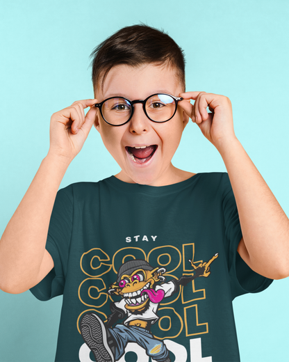 Funky Cartoon Monkey Dark Kids Shirt