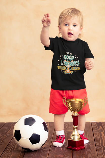 Cute Giraffe "Good Looks From Daddy" T-Shirt for Toddlers | 100% Cotton