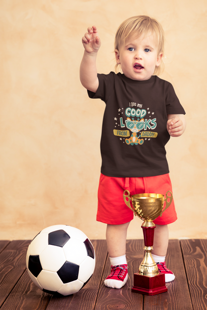 Cute Giraffe "Good Looks From Daddy" T-Shirt for Toddlers | 100% Cotton