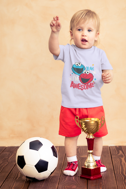 Yeah, I'm Awesome" Elmo & Cookie Monster Toddler Tee – Funny 100% Cotton Kids Shirt