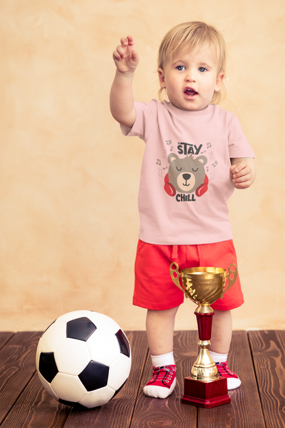 Cute Bear with Headphones "Stay Chill" T-Shirt for Toddlers | 100% Cotton
