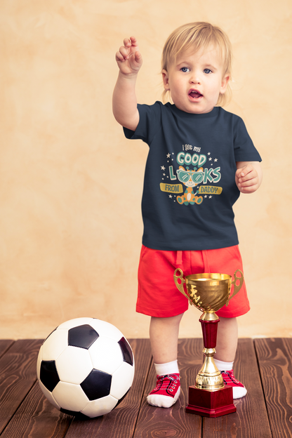 Cute Giraffe "Good Looks From Daddy" T-Shirt for Toddlers | 100% Cotton