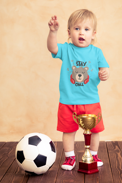 Cute Bear with Headphones "Stay Chill" T-Shirt for Toddlers | 100% Cotton