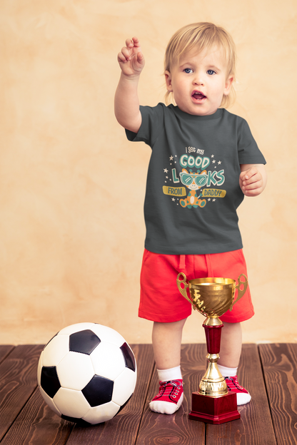 Cute Giraffe "Good Looks From Daddy" T-Shirt for Toddlers | 100% Cotton