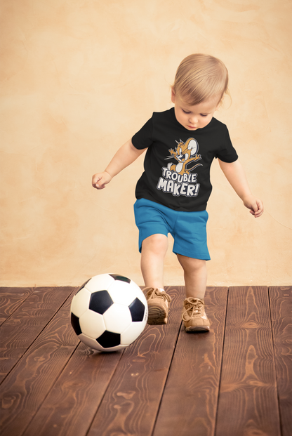 Funny "Trouble Maker" Jerry Graphic Tee for Kids – Soft 100% Cotton