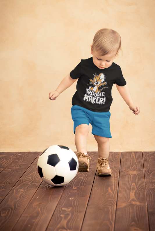 Funny "Trouble Maker" Jerry Graphic Tee for Kids – Soft 100% Cotton