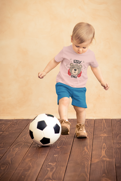 Cute Bear with Headphones "Stay Chill" T-Shirt for Toddlers | 100% Cotton