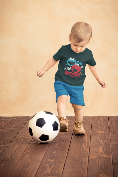 Yeah, I'm Awesome" Elmo & Cookie Monster Toddler Tee – Funny 100% Cotton Kids Shirt