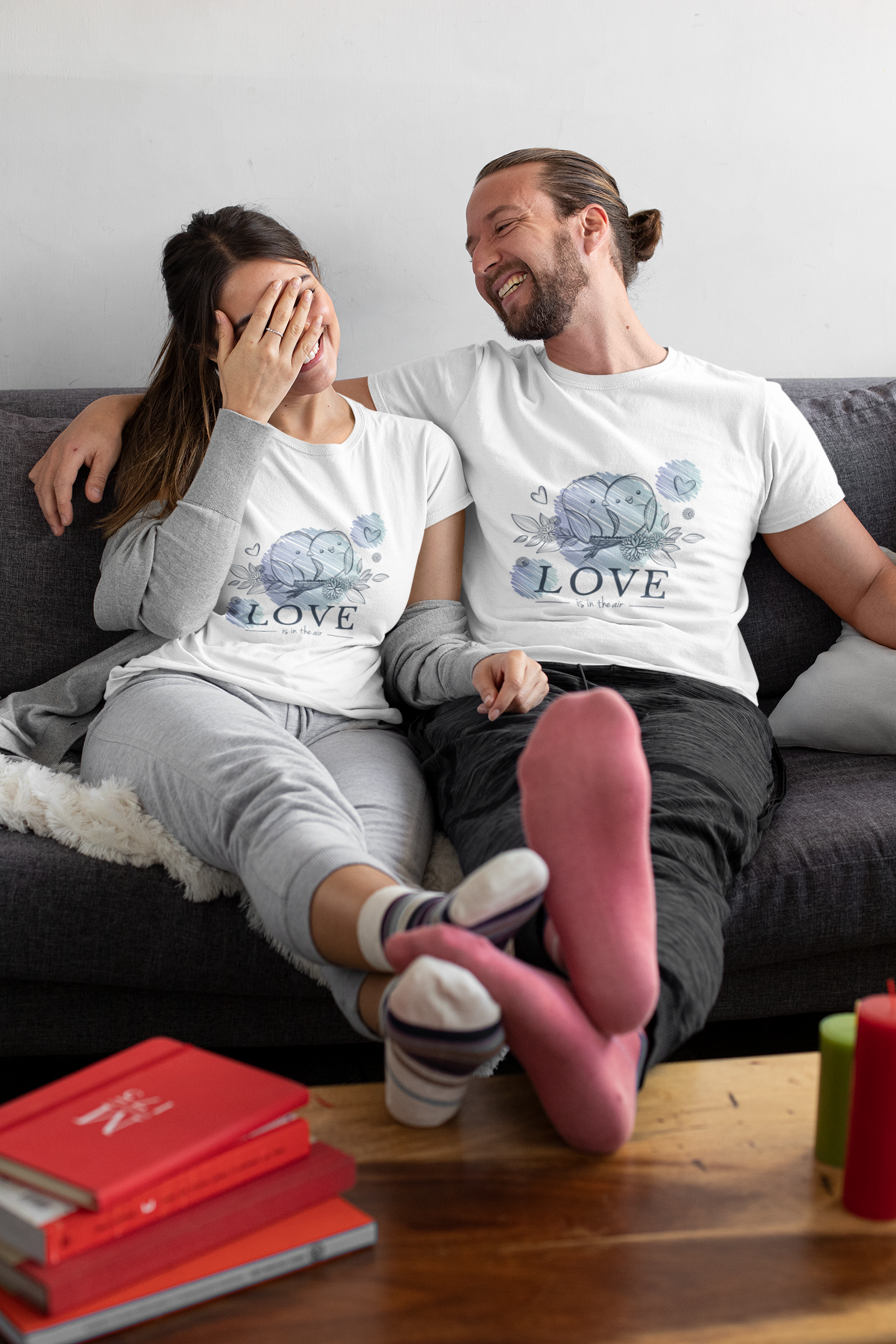For Lovebirds Everywhere: Romantic White ‘Love Is in the Air’ Tee