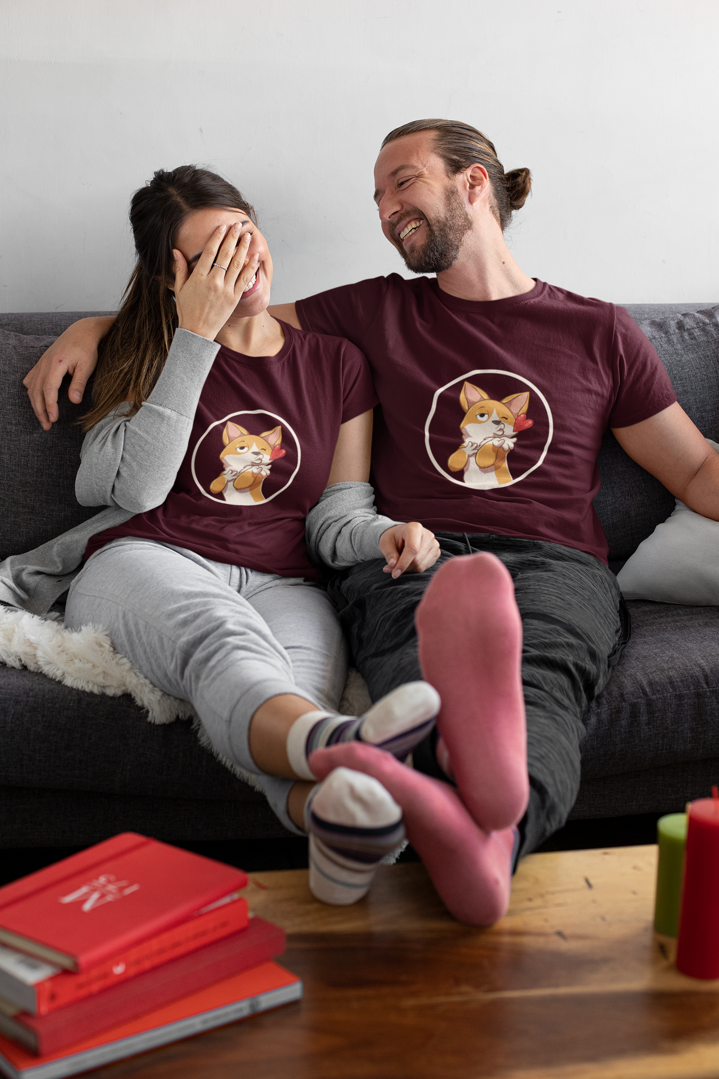 Smooch Pooch: Maroon Tee with Kissy Vibes