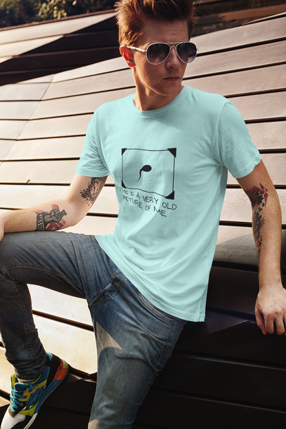 "Old Picture of Me" Round Neck Half Sleeve Mint T-shirt