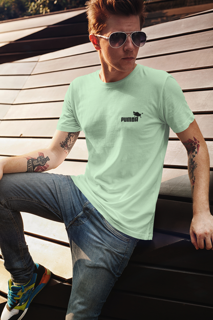 "Pumba" Logo Round Neck Half Sleeve Jade T-shirt