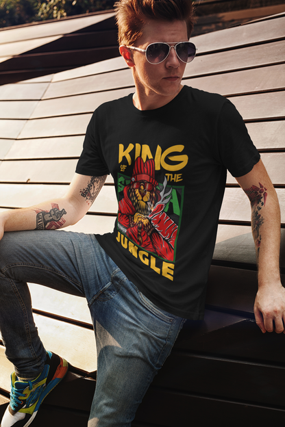 Men's Urban Lion King T-Shirt | Streetwear Graphic Tee - Black