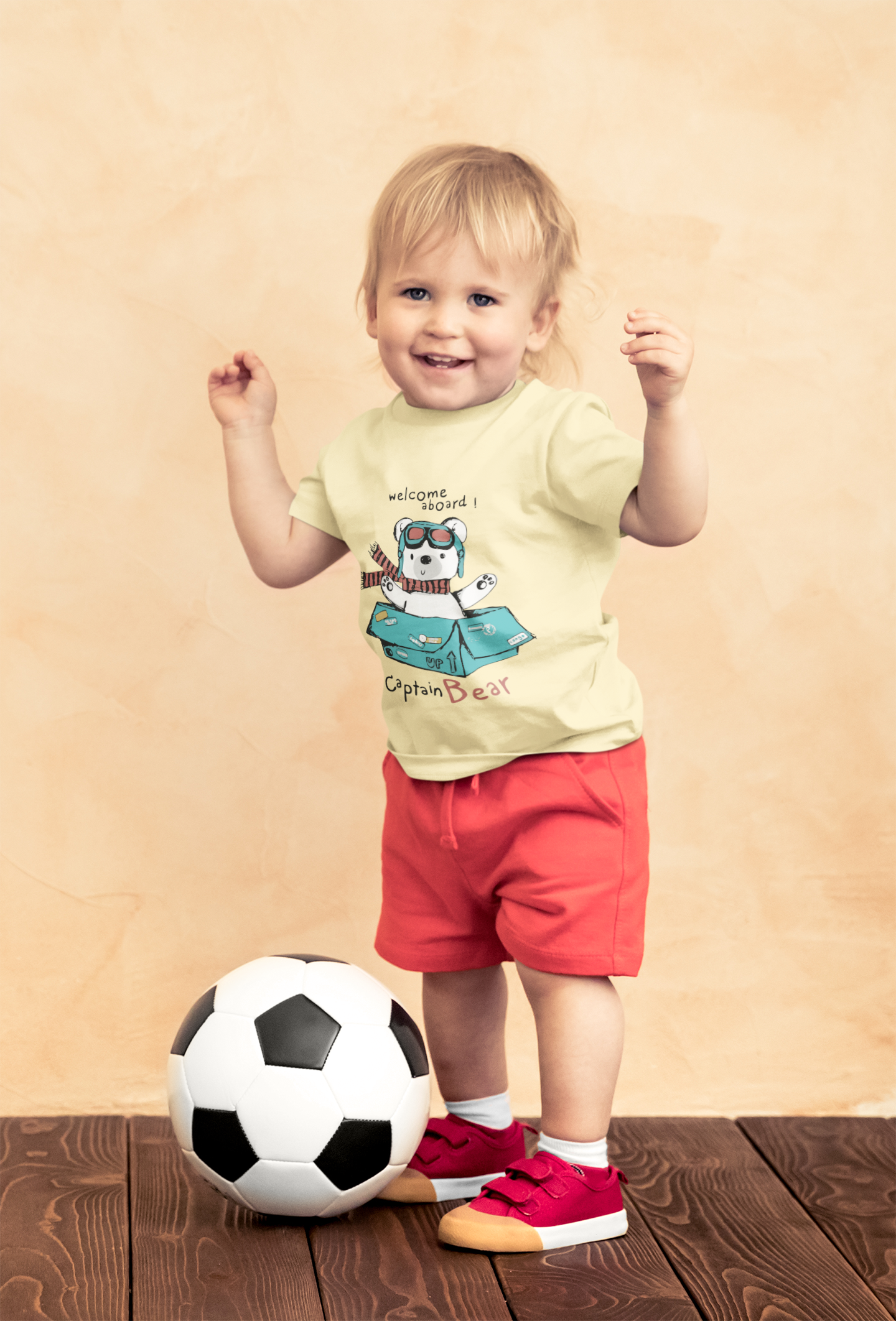 Funny "Captain Bear" Adventure Graphic Tee for Kids – Soft 100% Cotton