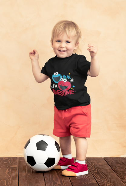 Yeah, I'm Awesome" Elmo & Cookie Monster Toddler Tee – Funny 100% Cotton Kids Shirt