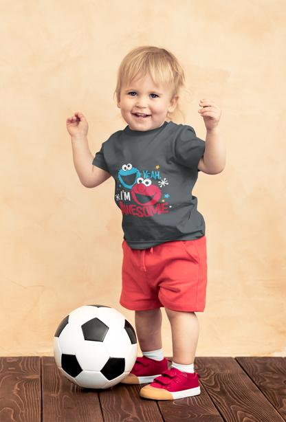Yeah, I'm Awesome" Elmo & Cookie Monster Toddler Tee – Funny 100% Cotton Kids Shirt
