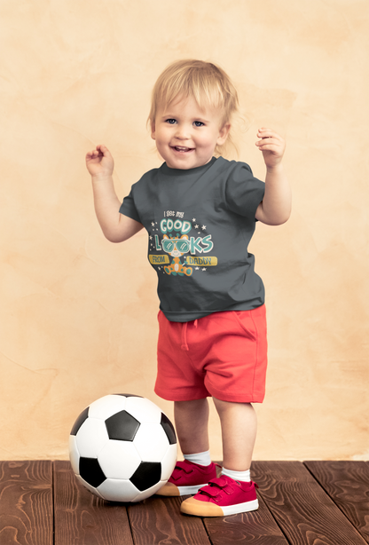 Cute Giraffe "Good Looks From Daddy" T-Shirt for Toddlers | 100% Cotton