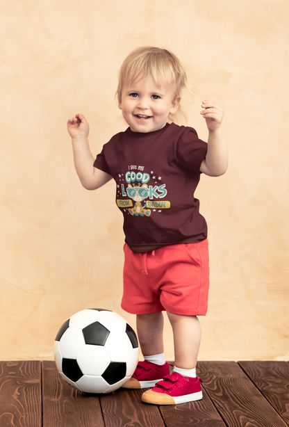 Cute Giraffe "Good Looks From Daddy" T-Shirt for Toddlers | 100% Cotton